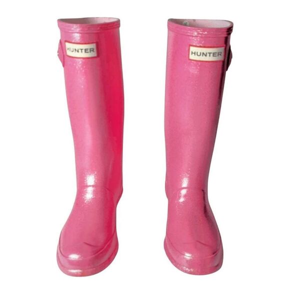 HUNTER Original Pink Glitter Rain Boot Size 2 - Picture 4 of 7